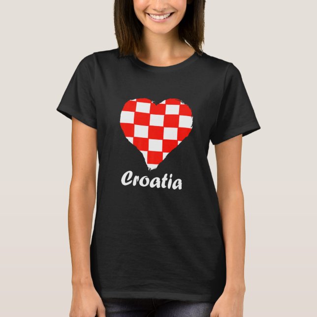 Kroatische Flagge Herz Kroatische Wurzeln kroatisc T-Shirt (Vorderseite)