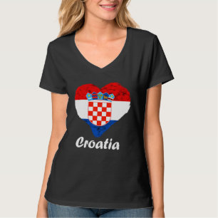 Kroatische Flagge Herz Kroatische Wurzeln Kroatisc T-Shirt