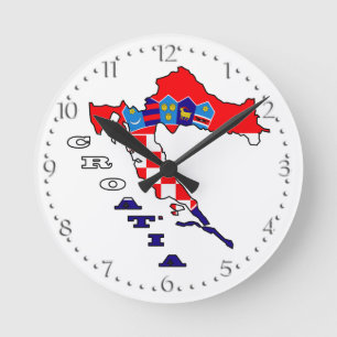 Kroatische Flagge in der Karte Runde Wanduhr