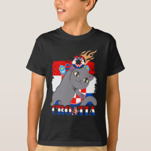 Kroatische Flagge Katze kroatischer Fußball kroati T-Shirt