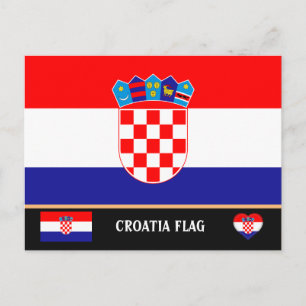 Kroatische Flagge & Kroatien - Reise, Urlaub/Sport Postkarte
