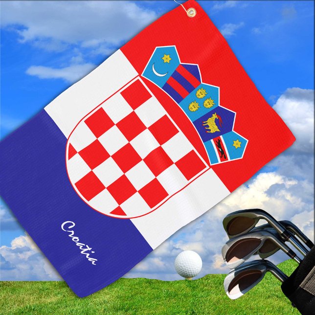 Kroatische Flagge & Kroatien - Reisen, Urlaub /Spo Golfhandtuch (Von Creator hochgeladen)