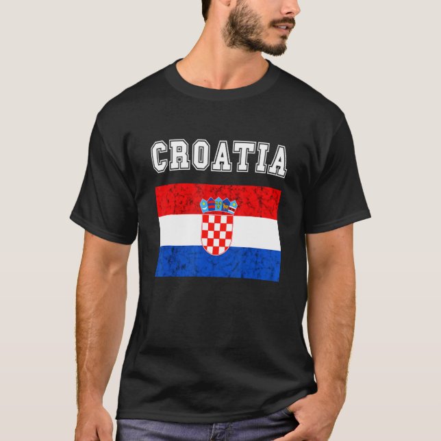 Kroatische Flagge Kroatische Flagge Kroatien Wurze T-Shirt (Vorderseite)