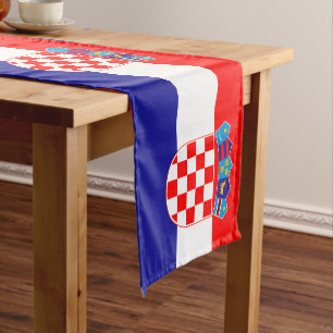 Kroatische Flagge & kroatische Zuhause/Sportfans Kurzer Tischläufer