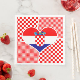 Kroatische Flagge mit Schachbretts Collage Serviette