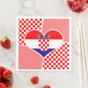 Kroatische Flagge mit Schachbretts Collage Serviette