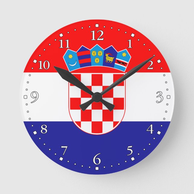 Kroatische Flagge Runde Wanduhr (Vorderseite)