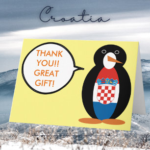 Kroatische Flagge sprechende Ms Penguin Personalis Dankeskarte