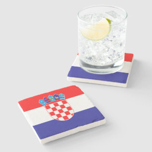 Kroatische Flagge Steinuntersetzer
