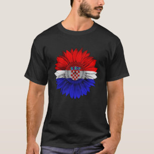 Kroatische Flagge Sunflower Croat Roots Proud Patr T-Shirt