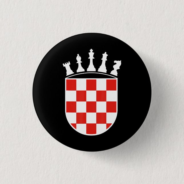 Kroatische Flaggenfarben Schachspieler Geschenke f Button (Vorderseite)
