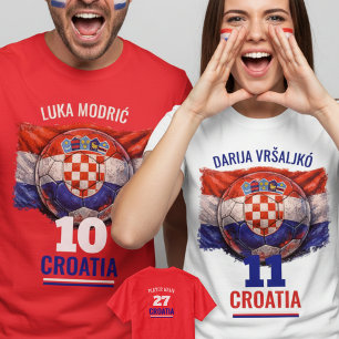 Kroatische Fußball-Erbe-Flagge Fußball-Grafik T-Shirt