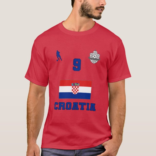Kroatische Fußballnationalmannschaft Nr. 9 T - Shi T-Shirt (Vorderseite)
