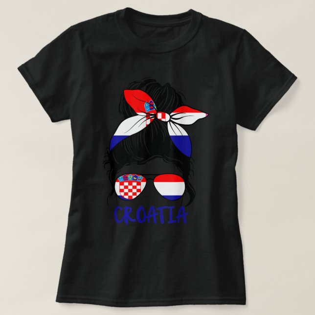 Kroatische Girl Kroatische Frau Proud Kroatien Fla T-Shirt (Design vorne)