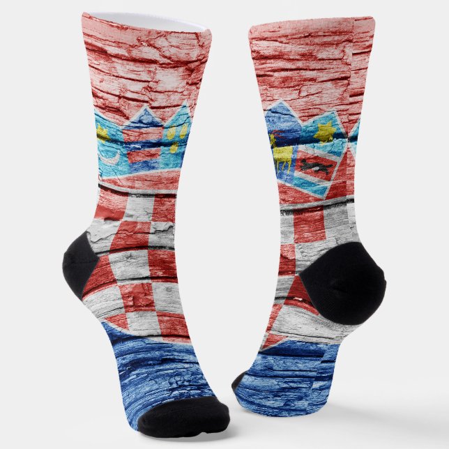 Kroatische Holzflagge Socken (Gewinkelt)