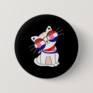 Kroatische Katze kroatische Flagge Urlaub Lustig K Button