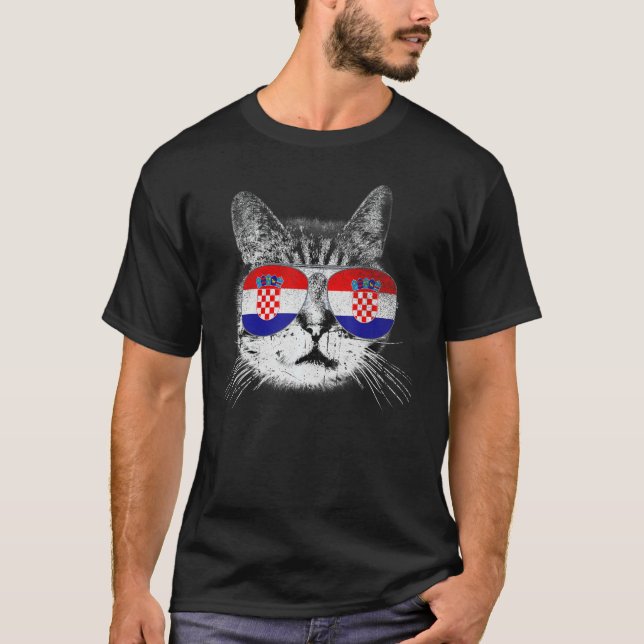 Kroatische kroatische Flagge Land Wurzeln Katze Lo T-Shirt (Vorderseite)