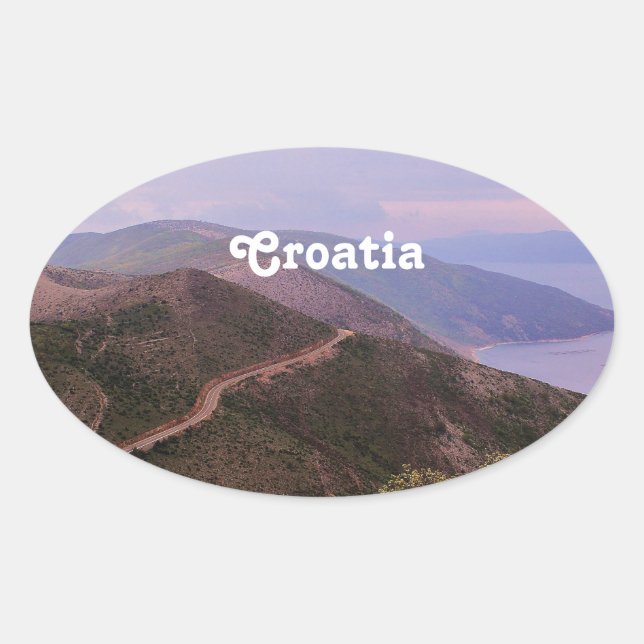 kroatische Landschaft Ovaler Aufkleber (Vorderseite)