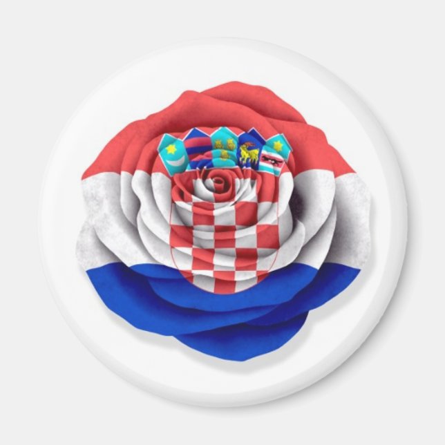 Kroatische Rose-Flagge auf Weiß Magnet (Vorne)