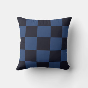 Kroatische Schachbrettmuster blau Kissen