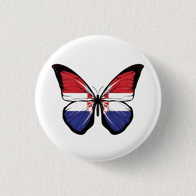 Kroatische Schmetterlingsflagge Button (Vorderseite)
