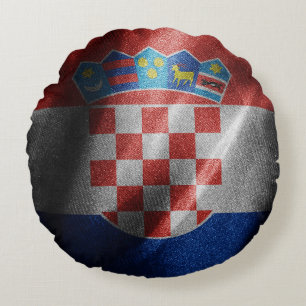 Kroatische Seidenflagge Rundes Kissen