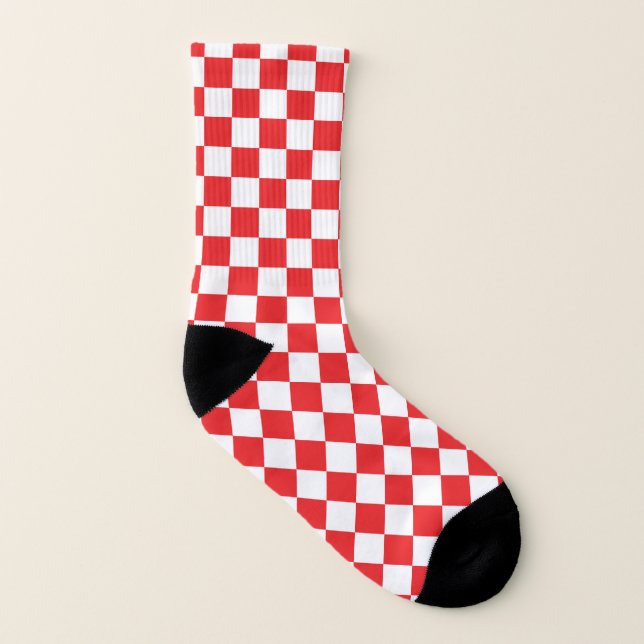 Kroatische Tafel rotes weißes Muster Socken (Links - Innen)