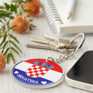 Kroatische Wappen   Hrvatski grab w/Text Schlüsselanhänger