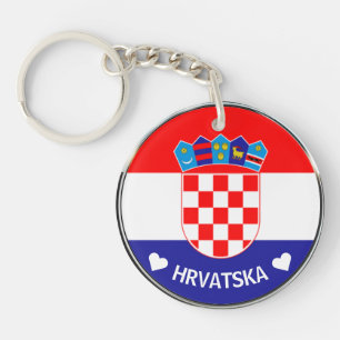 Kroatische Wappen   Hrvatski grab w/Text Schlüsselanhänger