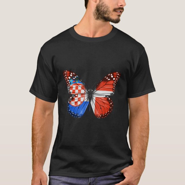 Kroatischer dänischer Flag-Schmetterling T-Shirt (Vorderseite)