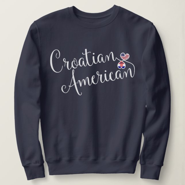 Kroatisches Amerikaner Entwinted Herz-Sweatshirt Sweatshirt (Design vorne)