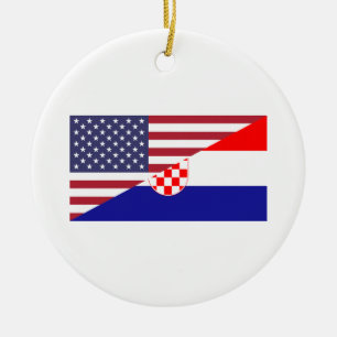 Kroatisches amerikanisches Stolz US kroatische Fla Keramik Ornament