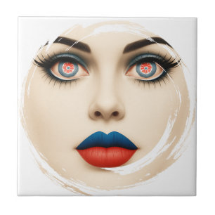 Kroatisches Flaggen-Gesicht – Pop-Art-Porträt Auge Fliese