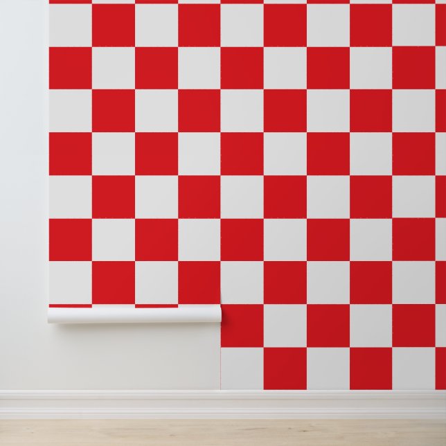 Kroatisches rot-weißes Schachbrettmuster Tapete (Anwendung)