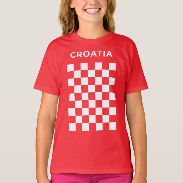 Kroatisches Schachbrett Weiß T-Shirt (Vorderseite)