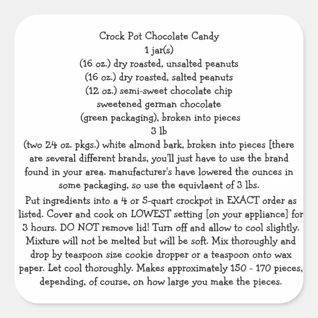 KROCK POT CHOC. CANDY STICKERS RECIPE (Vorderseite)