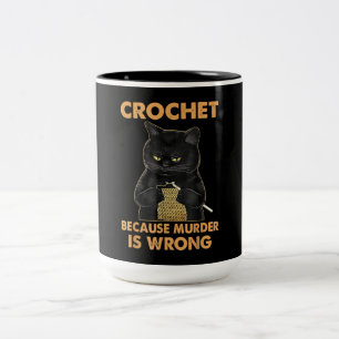Krockette, weil Mord ist falsch schwarze Katze Zweifarbige Tasse