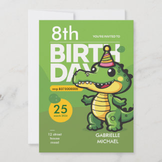 Krokobaby Geburtstag Süßes Alligatorthema Einladung