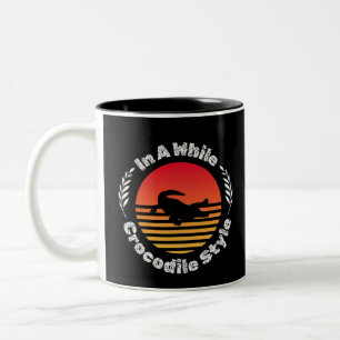 Krokodil-Alligatoren Silhouette Reptil Zweifarbige Tasse