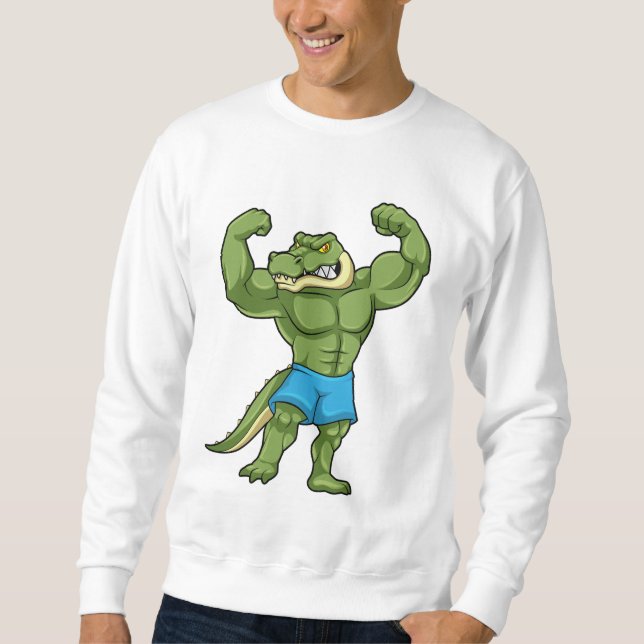 Krokodil als Bodybuilder extrem Sweatshirt (Vorderseite)