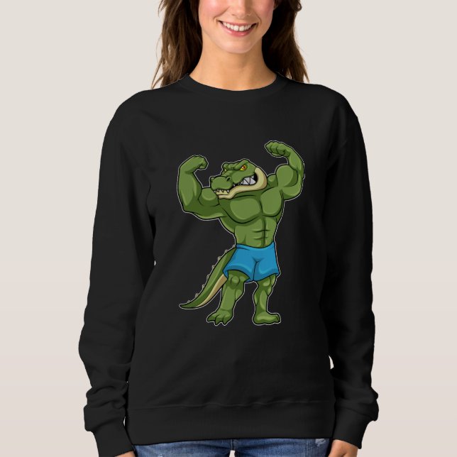 Krokodil als Bodybuilder extrem Sweatshirt (Vorderseite)