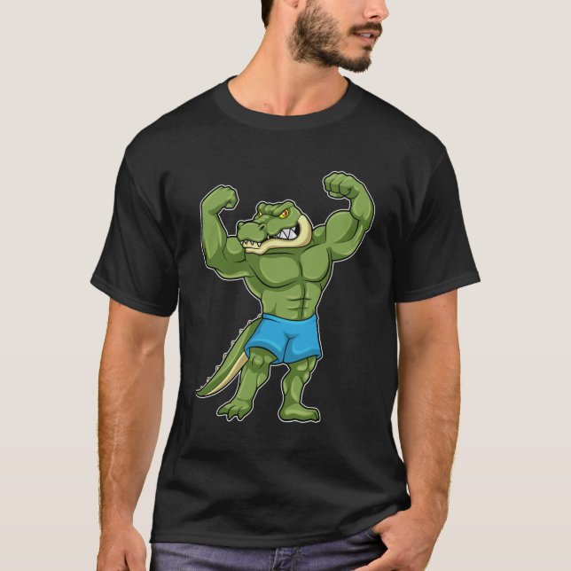 Krokodil als Bodybuilder extrem T-Shirt (Vorderseite)