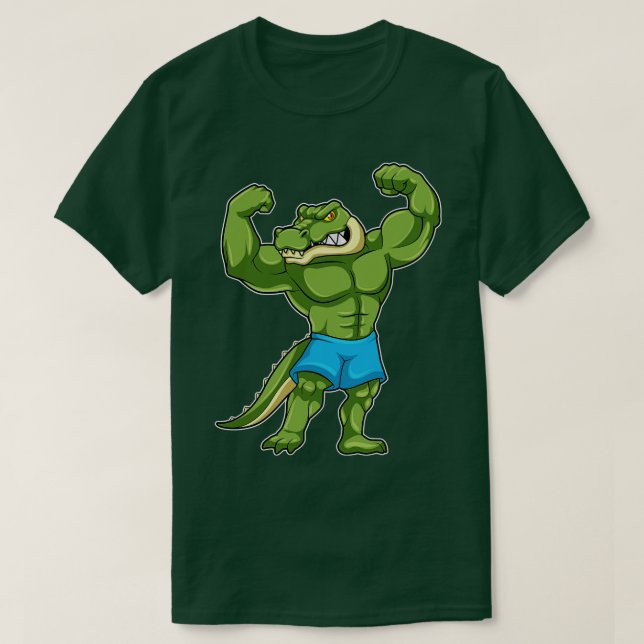 Krokodil als Bodybuilder extrem T-Shirt (Design vorne)