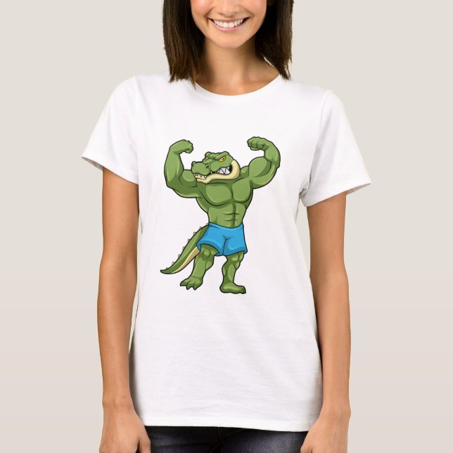 Krokodil als Bodybuilder extrem T-Shirt (Vorderseite)