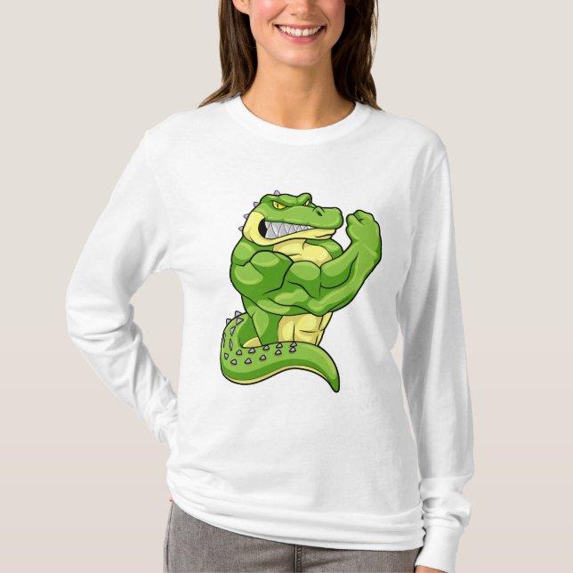 Krokodil als Bodybuilder & große Muskeln T-Shirt (Vorderseite)