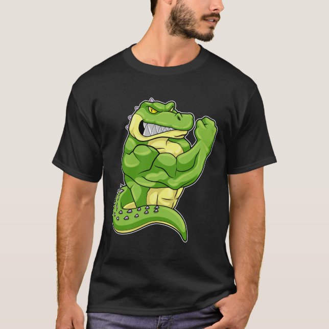 Krokodil als Bodybuilder & große Muskeln T-Shirt (Vorderseite)