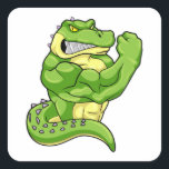 Krokodil als Bodybuilder mit großen Muskeln Quadratischer Aufkleber<br><div class="desc">Dieses Design ist das perfekte Geschenk für einen Geburtstag,  Weihnachten und andere Feiern. Es ist für Frauen,  Männer und Kinder geeignet.</div>