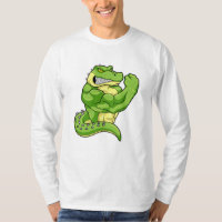 Krokodil als Bodybuilder mit großen Muskeln