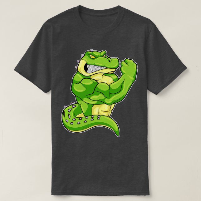 Krokodil als Bodybuilder mit großen Muskeln T-Shirt (Design vorne)