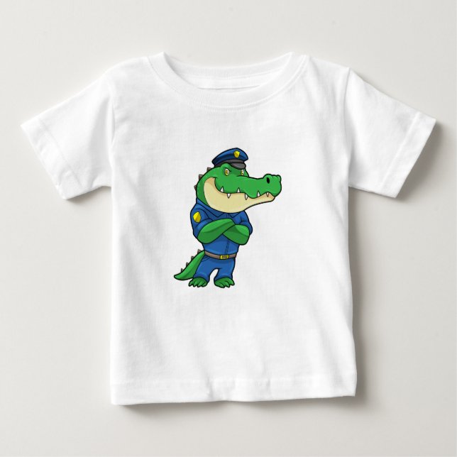 Krokodil als Polizeibeamter mit einheitlicher Baby T-shirt (Vorderseite)